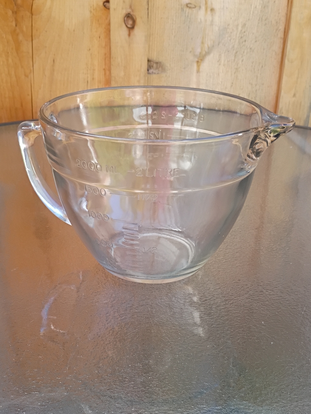Clear Glass Measuring Mixing Bowl with Pour Spout - 8 Cup